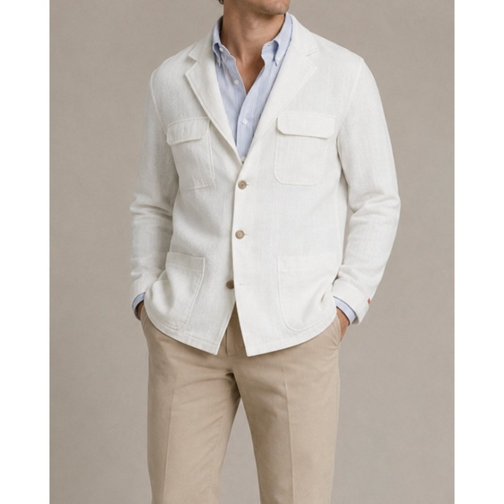 NEW Tallia Vanguard Men White Stretch Sport Coat Blazer 40 Long Preppy Textured